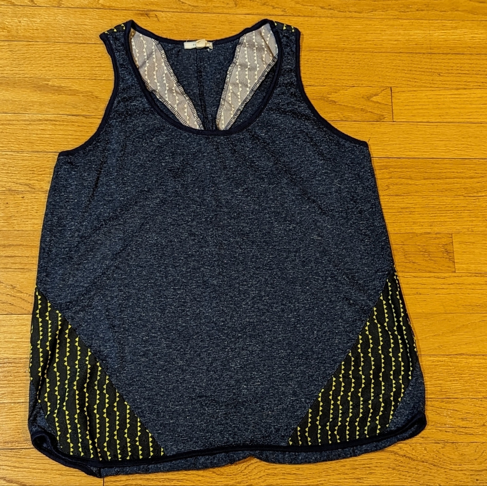 Pleione tank heather blue with black and yellow accents size Large